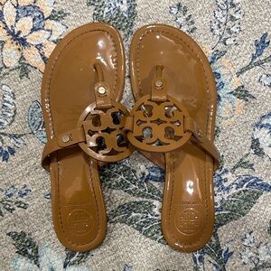 Tory Burch Tan Miller Patent Sandals
